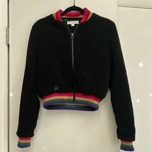 Spiritual Gangster Teddy Jacket with rainbow trim
